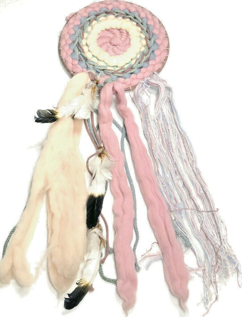 Vintage 60s Wind Catcher Decor Door Native American Indian Spiritual HandMade