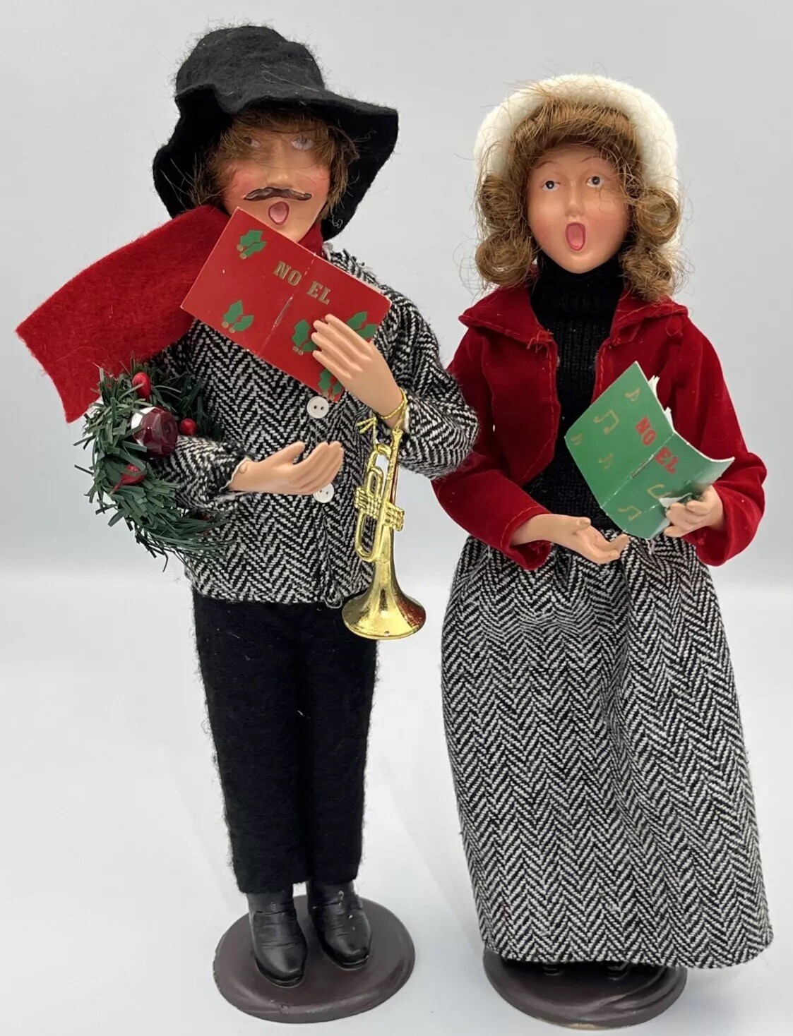 Two (2) Vintage Promax Victorian Traditional Christmas Carolers Figures