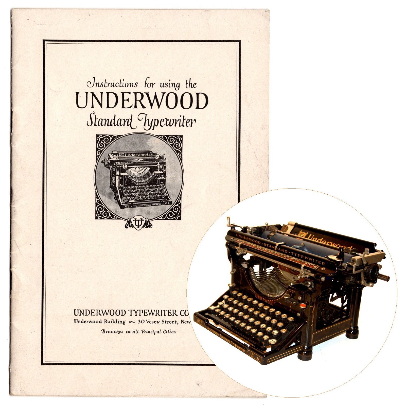 Underwood No.3 Typewriter Instruction Manual Antique Vtg Repro User Standard