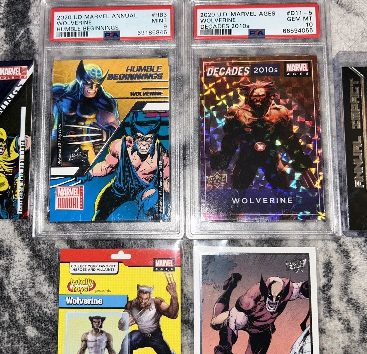 Wolverine Marvel cards lot Marvel Annual Decades Trading Cards PSA Graded Slabs