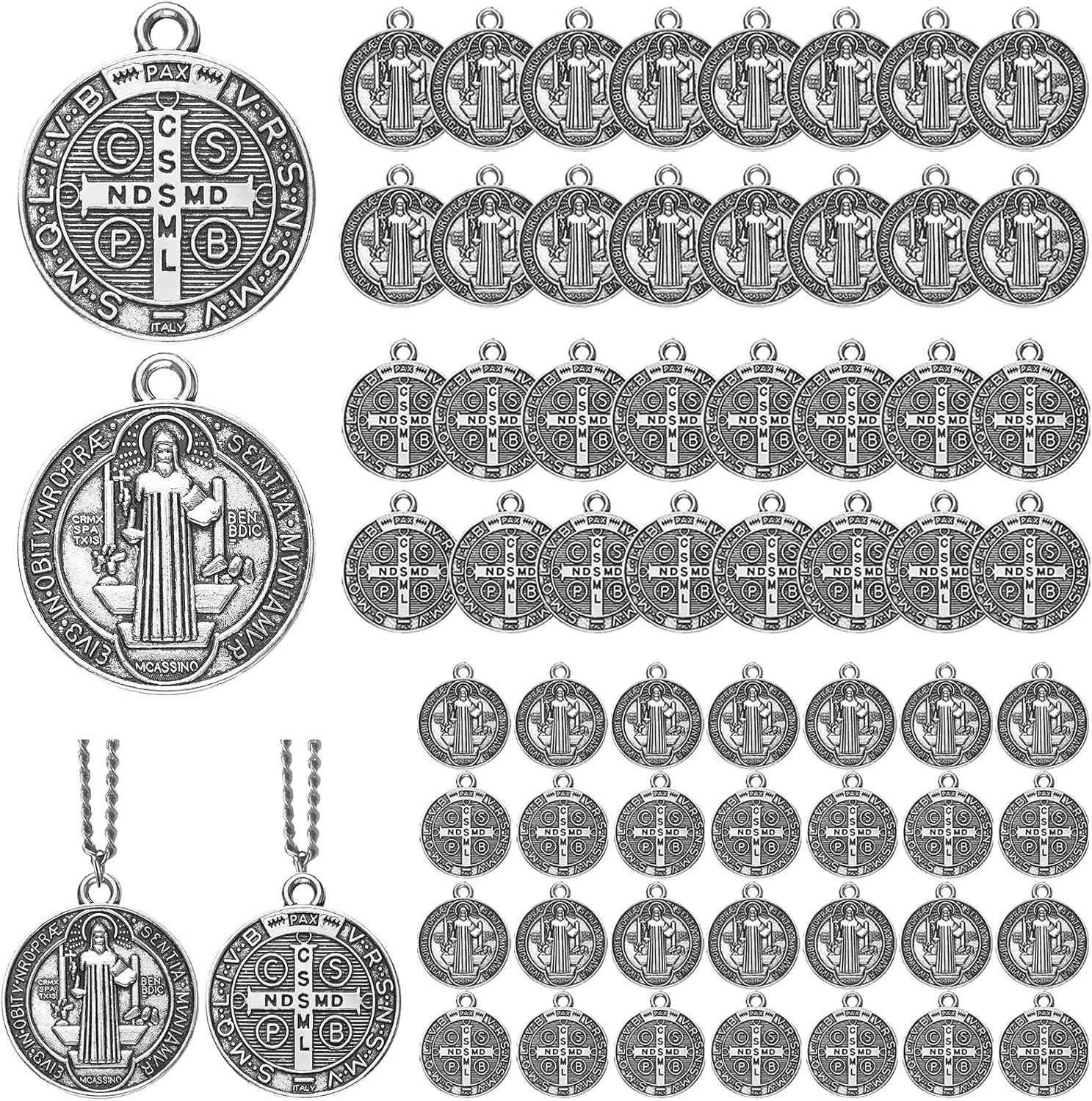 Tudomro 120 Pieces St Benedict Medals 0.94 x 0.79 Inch Christian Metal Saint Pen