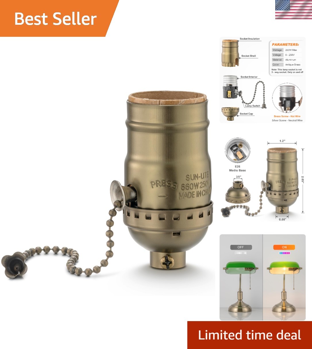 E26 Lamp Socket Replacement with Pull Chain – Safe & Easy to Use