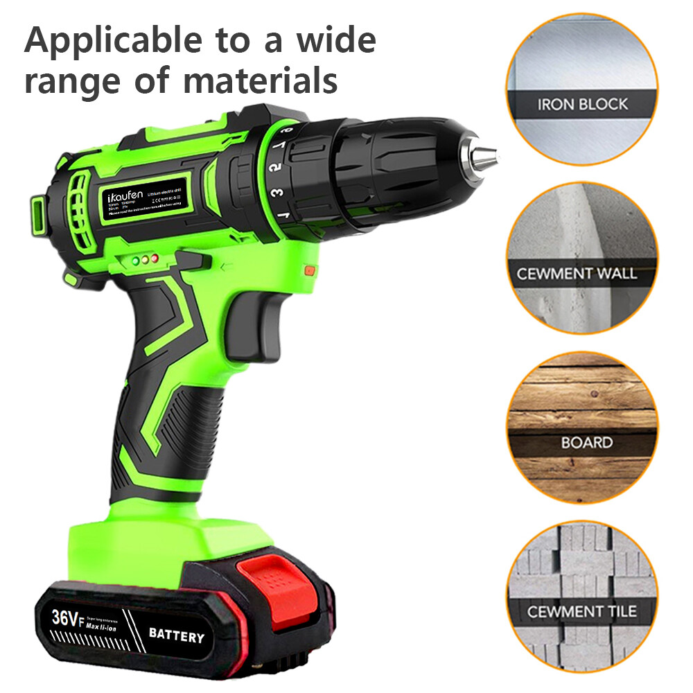 Cordless Brushless Impact Driver Hammer Drill Combo Kit with 2 Battery A9