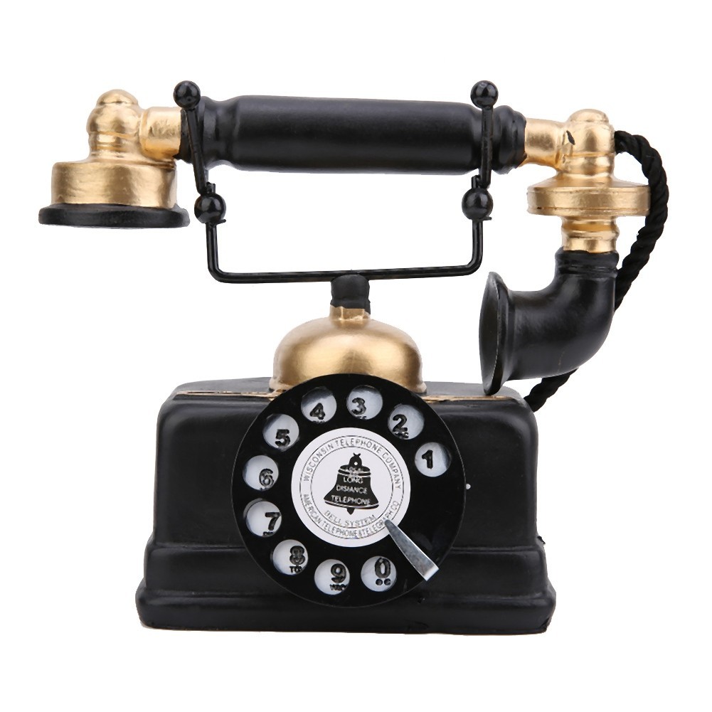 Vintage Retro Antique Phone Model Desk Decor Ornament Decorative Telephone Resin