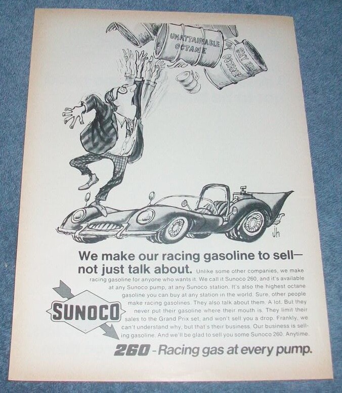 1970 Sunoco 260 Racing Fuel Vintage Ad “We Make Our Racing Gasoline to Sell….”