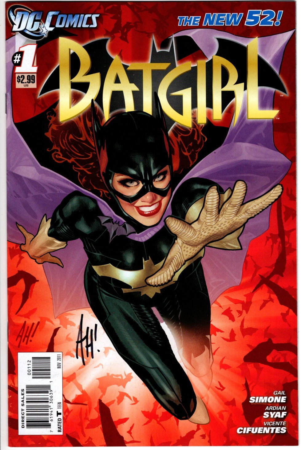 BATGIRL #1 (2011): 2nd Print: Signed by Adam Hughes: VF