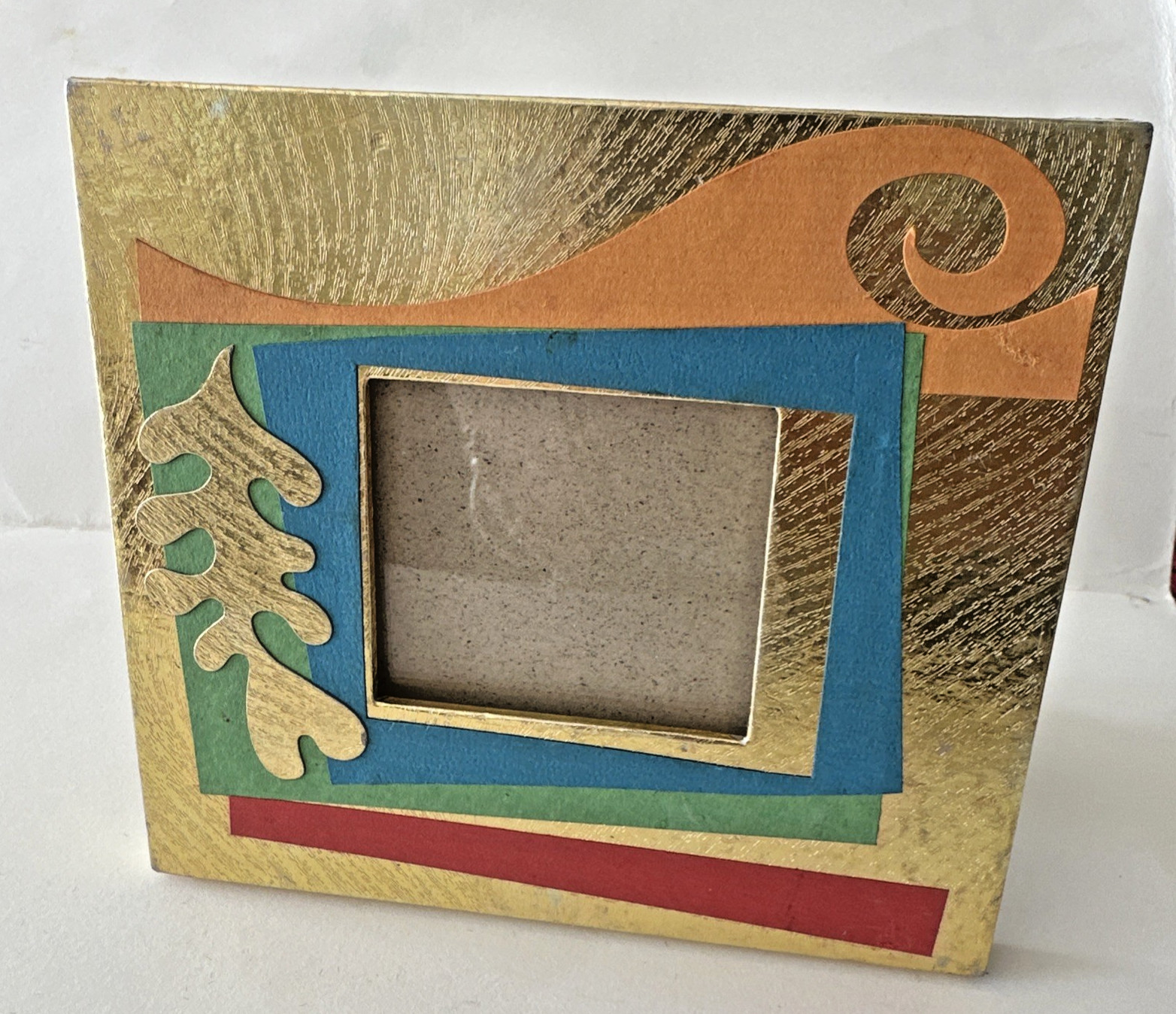 Vintage Terragrafics Gold Leaf Colorful Picture Frame 3×2.5