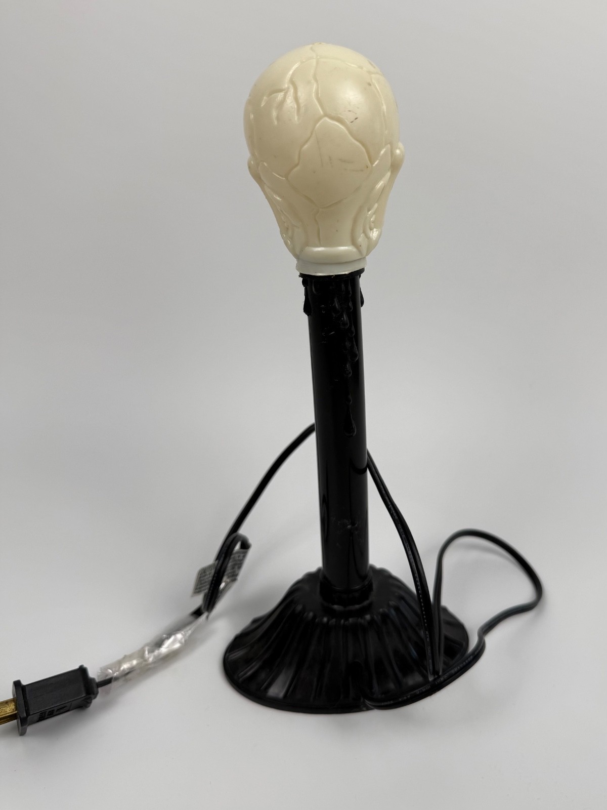 Vintage Skull Blow Mold Halloween Window Candle Light Up Plug In Electric WORKS