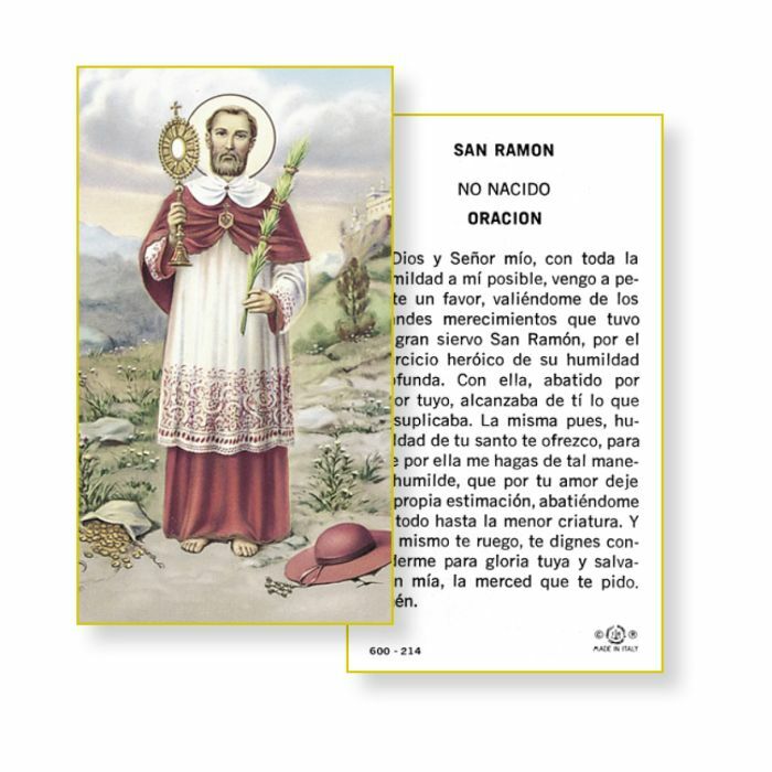 San Ramon – No Nacido – Oracion – Spanish – Paperstock Holy Card 600-214