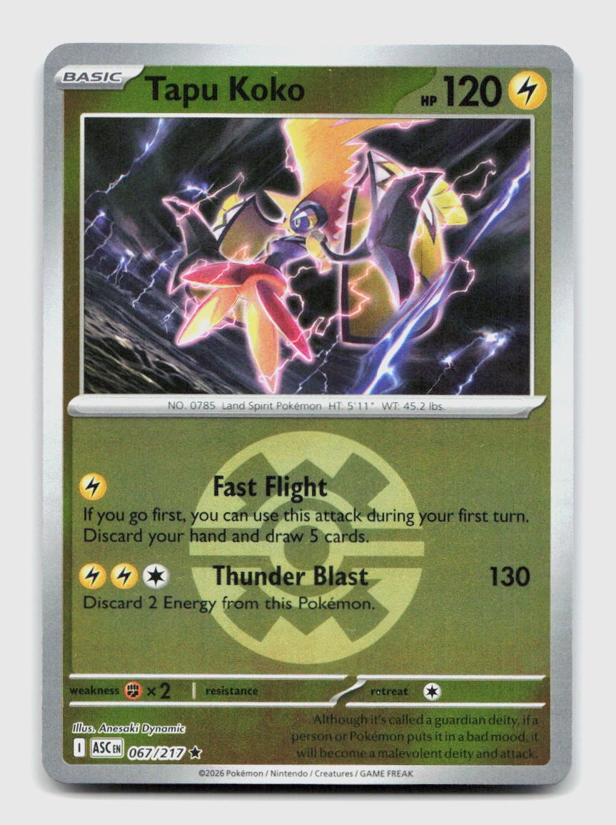 Tapu Koko (Quick Ball) 067/217 ASC Ascended Heroes Pokemon Reverse Holo NM/M