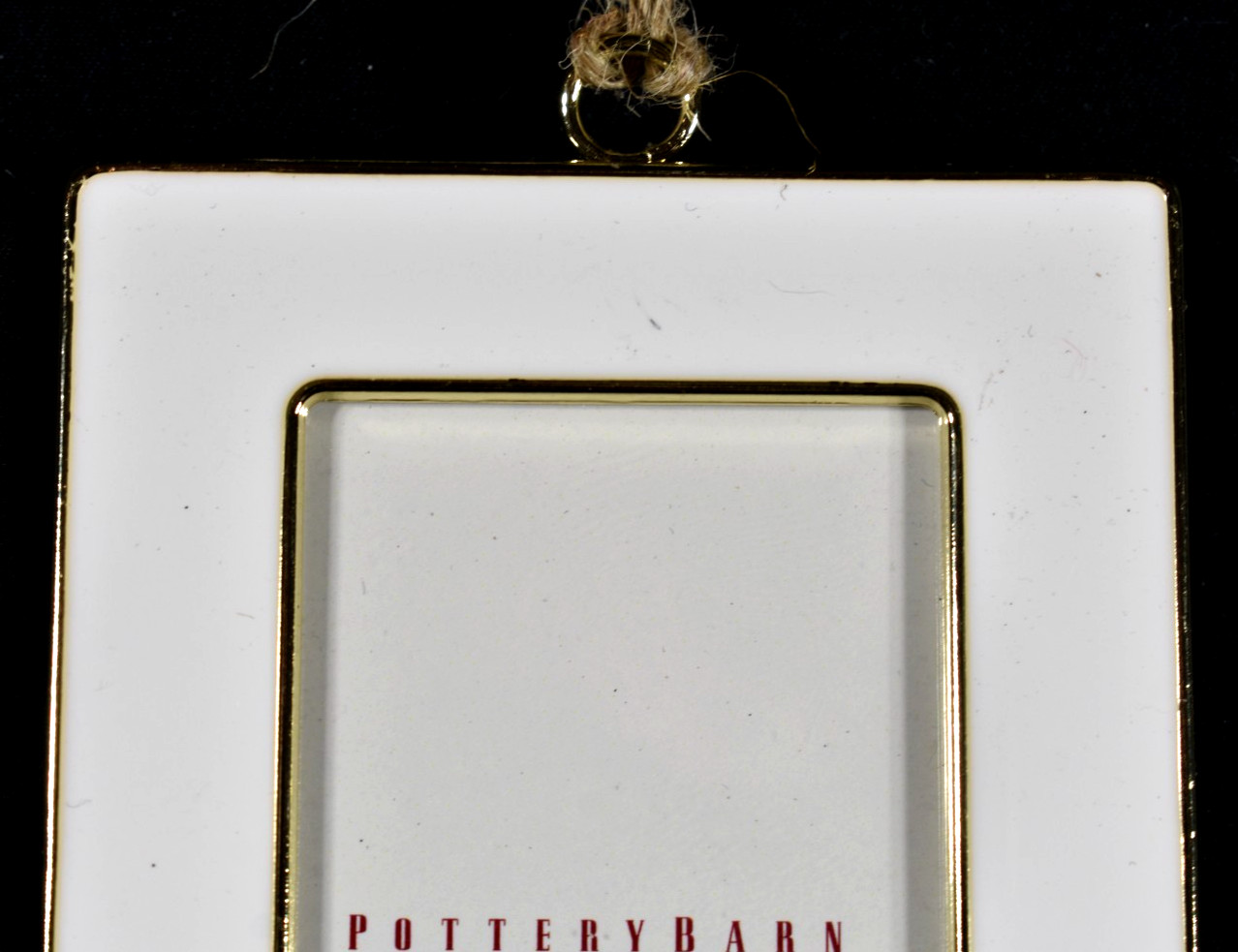 Pottery Barn Ivory Gold Enamel Rectangle Photo Frame 2025 Christmas Ornament