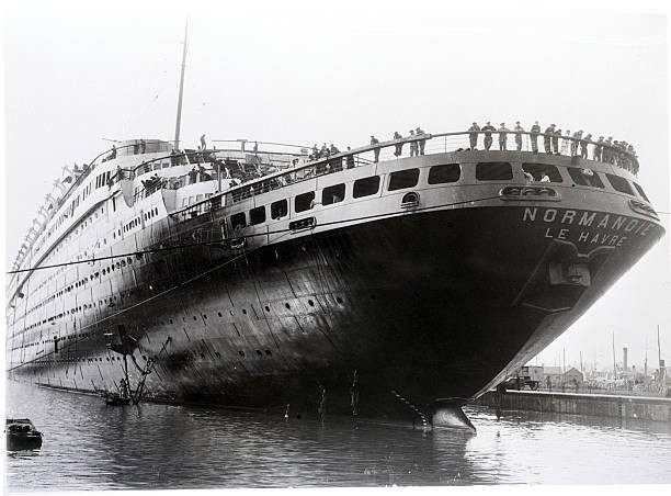 Britain Germany’s challenger liner on Atlantic Le Normandie France- Old Photo