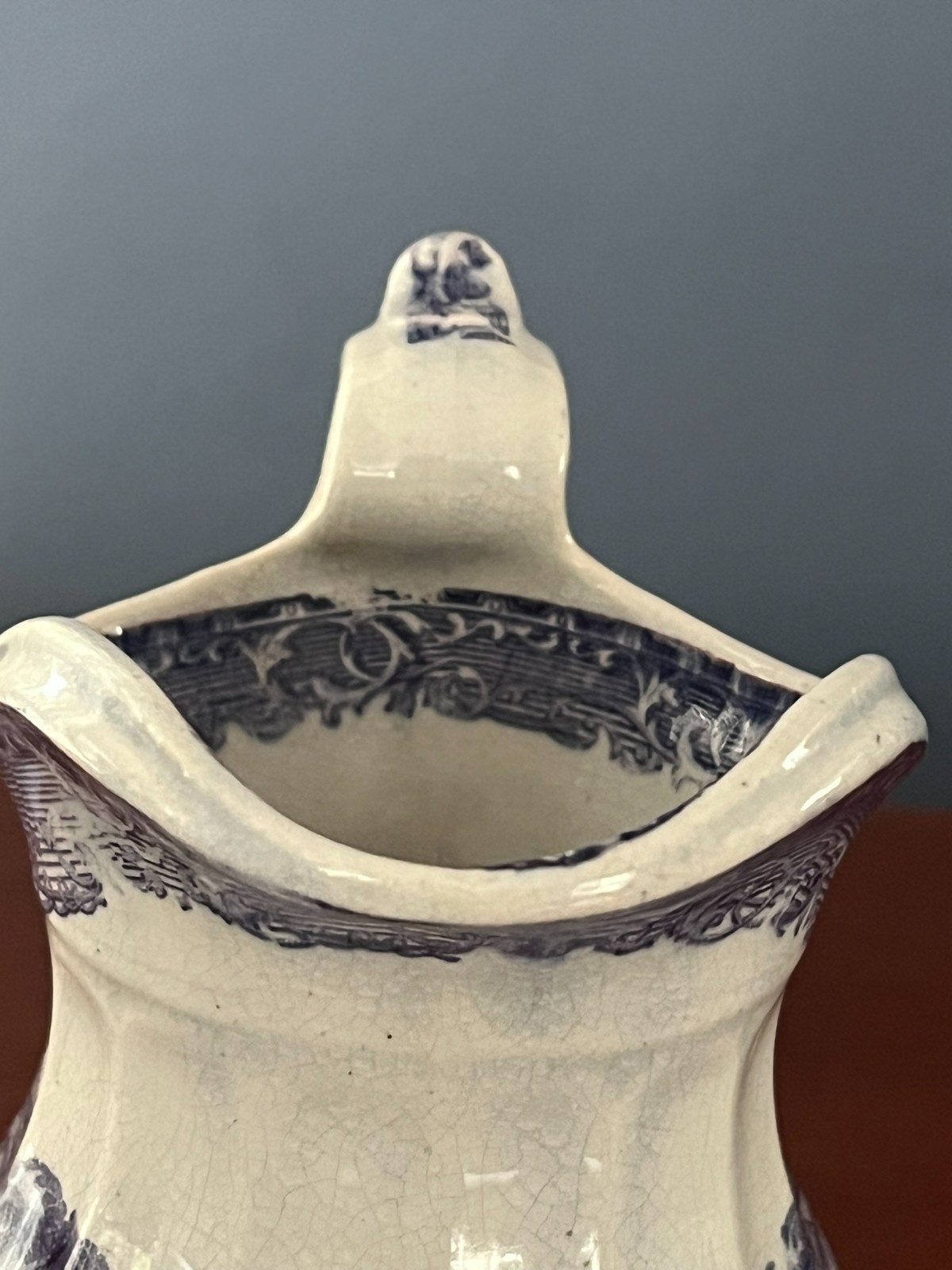 ANTIQUE MULBERRY BRITISH TRANSFERWARE PITCHER PODMORE WALKER VENUS C1840 RARE