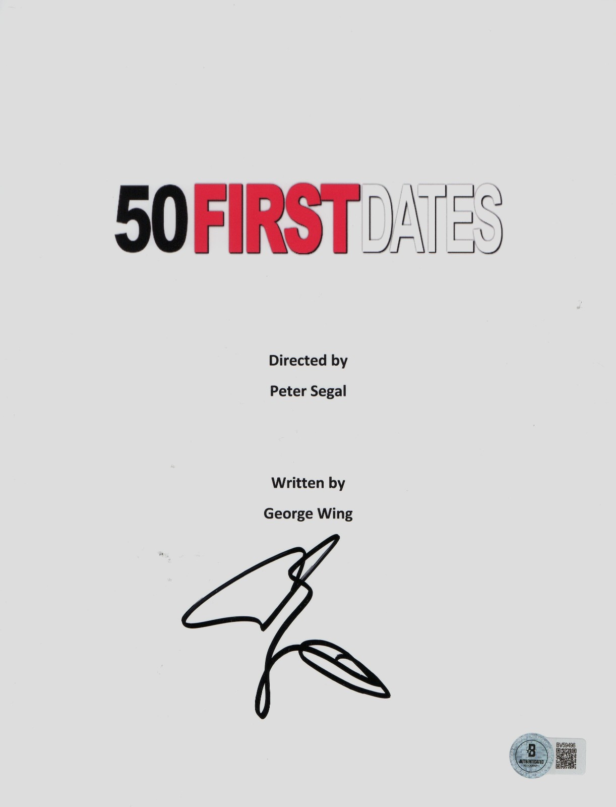 Adam Sandler Signed Autograph 50 First Dates Full Script Beckett BAS