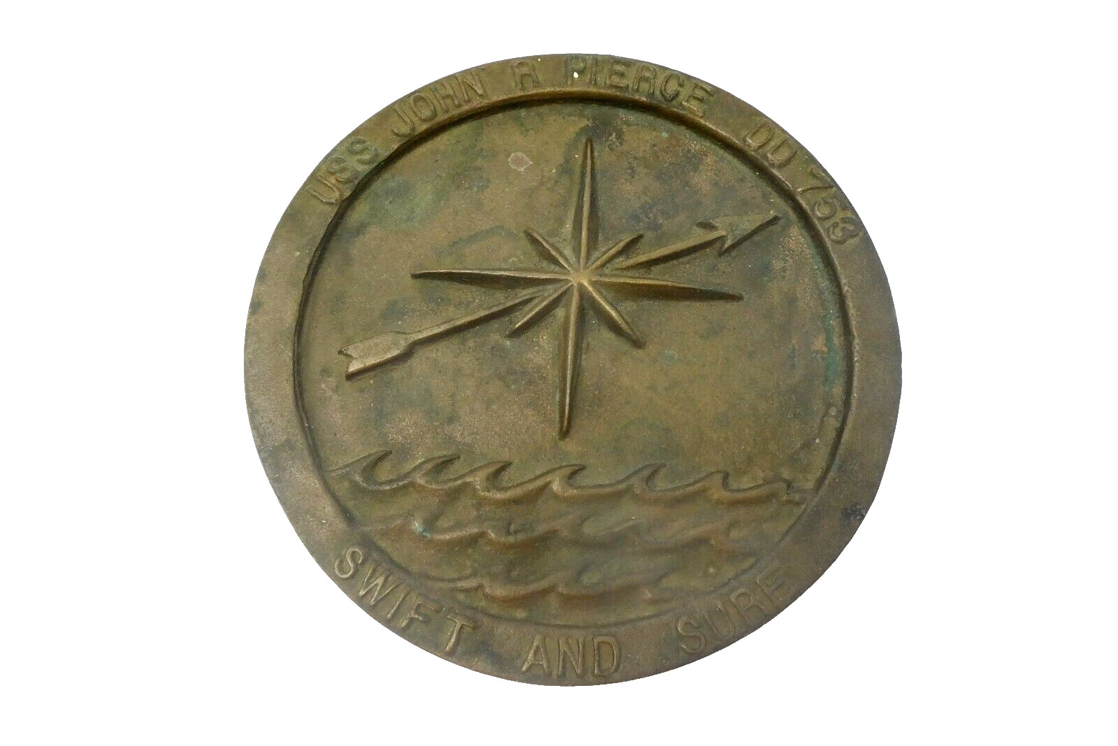 USS John R Pierce DD-753 Navy Bronze Medallion Plaque Swift and Sure