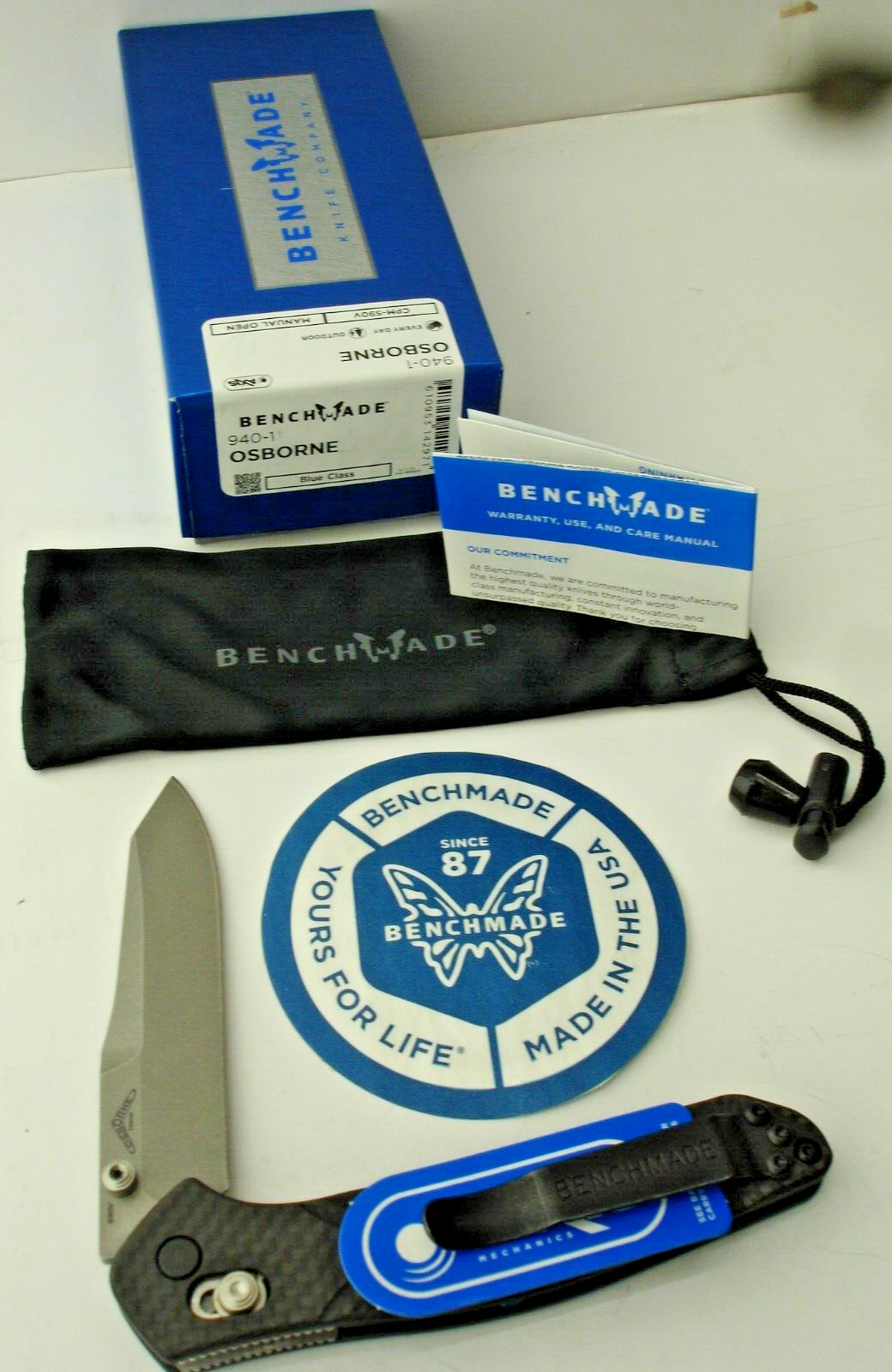 Benchmade 940-1 Osborne Knife 3.4″ S90V Stonewash Blade Carbon Fiber NEW