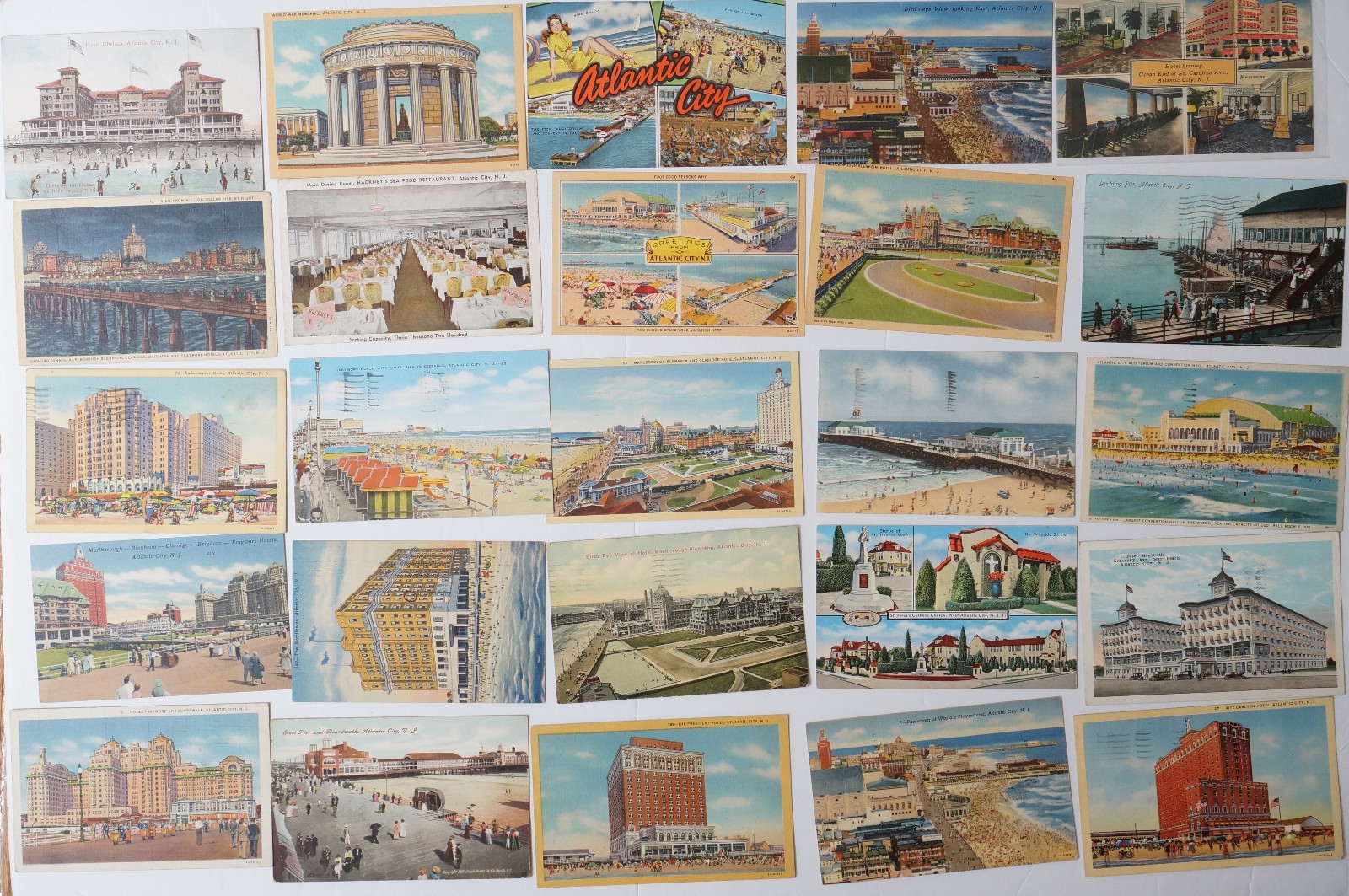 Atlantic City Postcards NJ Vintage LOT Hotels, Beach, Boardwalk New Jersey Views