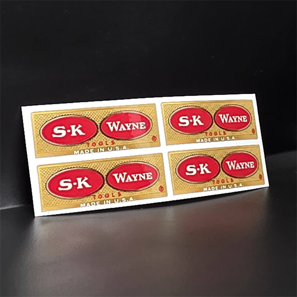 SK Wayne Tools 1960s-70s Vintage Style DECALS, 2.25 Inch Vinyl STICKERS x 4