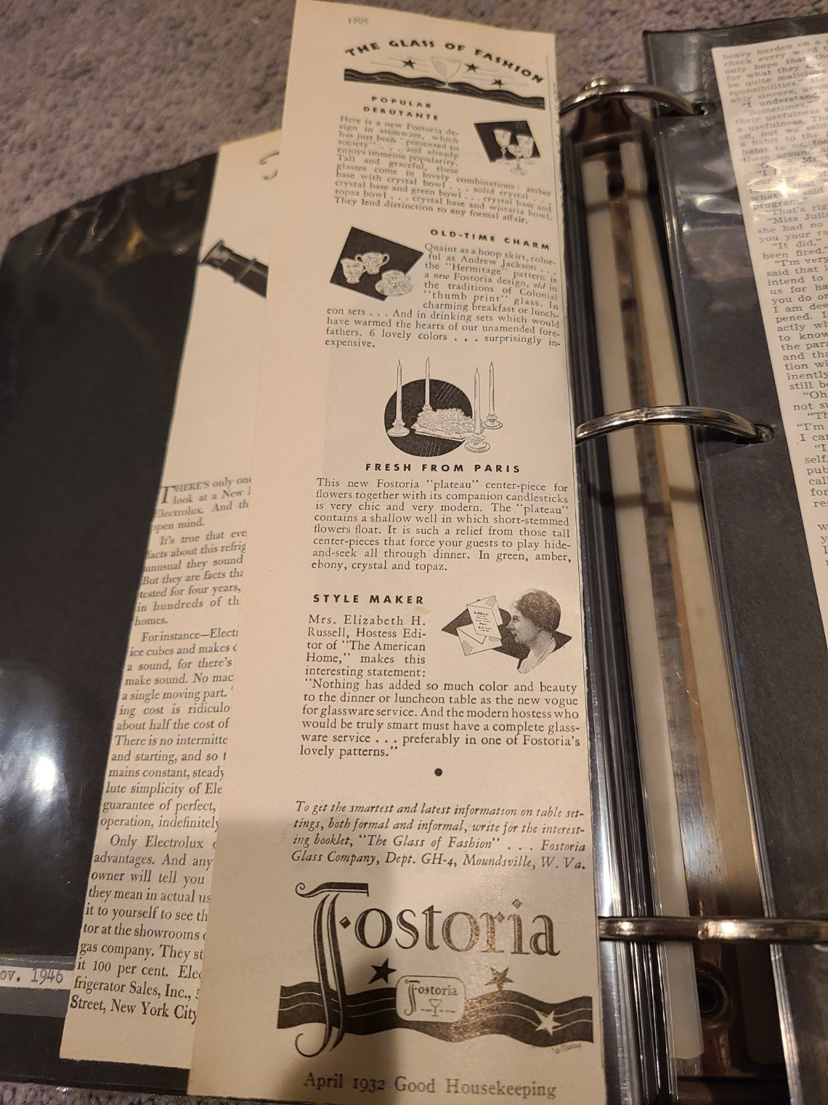 Vintage Print Ad Fostoria Lot 2 glassware Good housekeeping 1948 1932 1930s