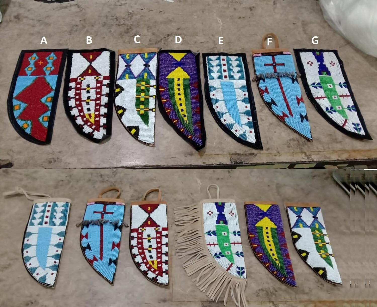 Beaded Suede Native Style Knife Sheath – Lakota Sioux Indian Design