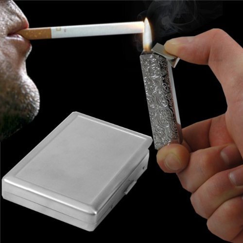Elephant Em20 Cigarette Case with Built in Lighter Metal Wallet