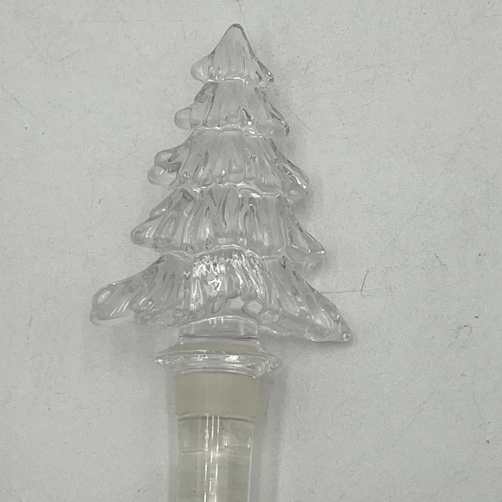 Mikasa Christmas Tree Bottle Stopper Clear Crystal Wine Spirits Holiday 5.75 in