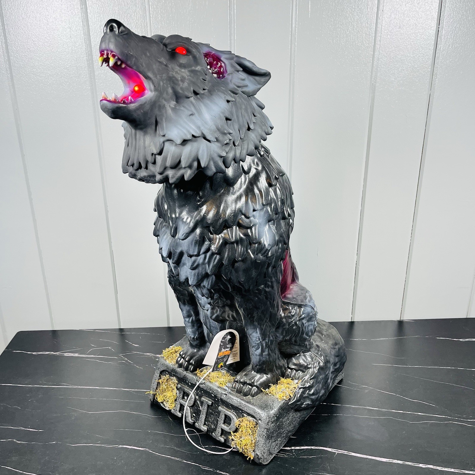 Happy Halloween 25 Inch Animated Zombie Wolf Blow Mold RIP Battery Powered Howl