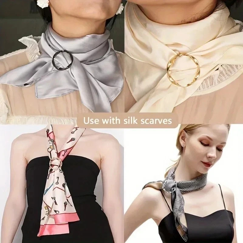 5Pcs Fashion Metal round Circle Clip Buckle Shawl T-Shirt Tie Clip Brooch Waist