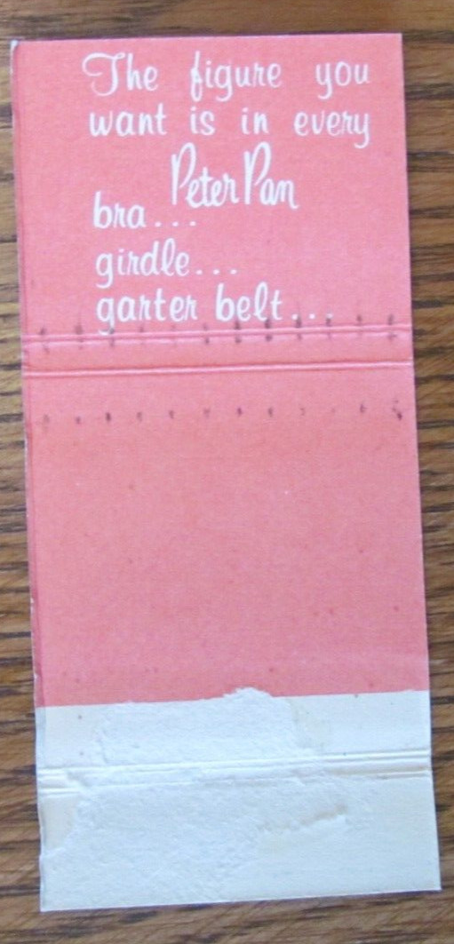 FICTIONAL CHARACTER MATCHBOOK COVER: PETER PAN BRAS GARTER BELTS & GIRDLES -B4
