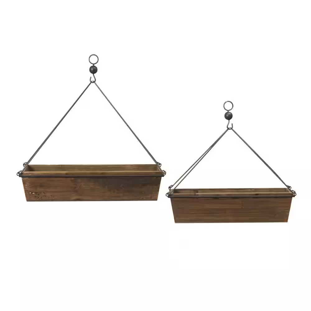 S/2 Wood and Metal Planters