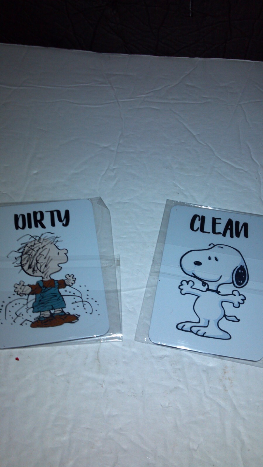 2X Peanuts Dishwasher/ Kitchen Magnets, Snoopy/Pigpen, Clean or Dirty