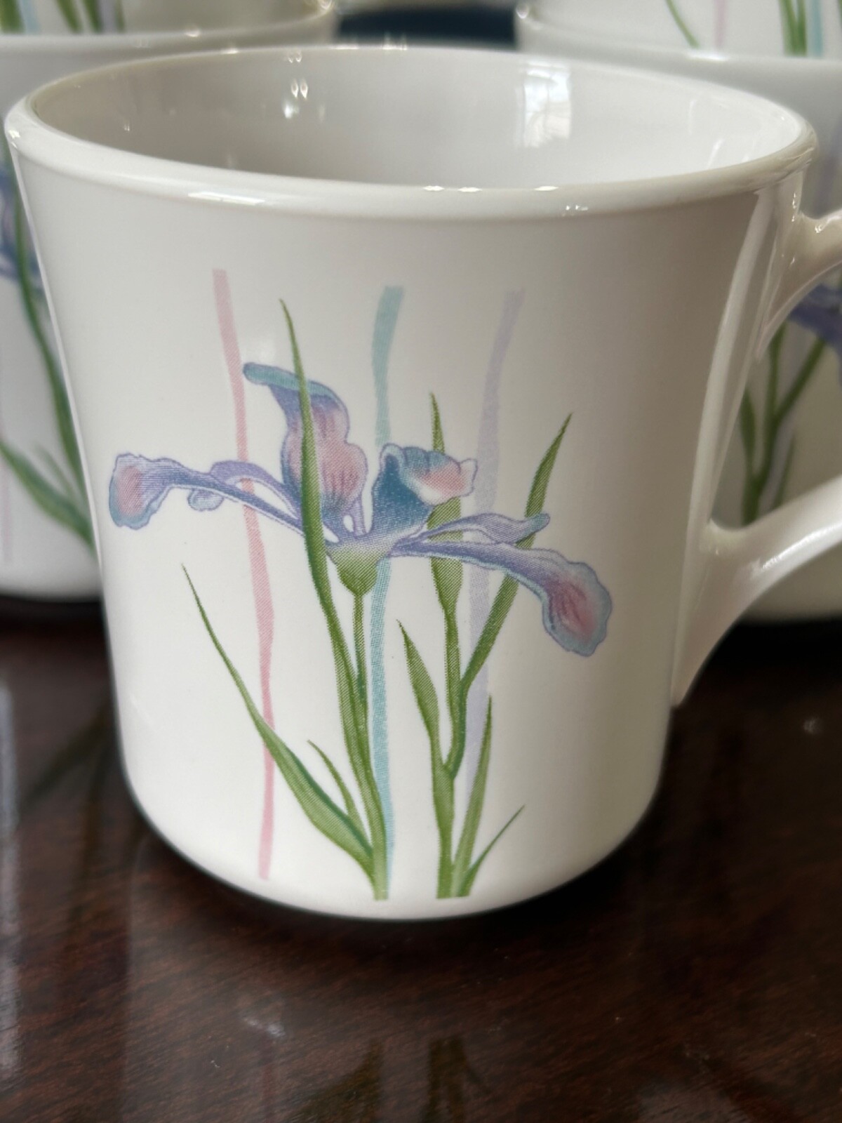 Vintage 1980’s Corning Corelle Shadow Iris Coffee Tea Cups Mugs – Set of 5