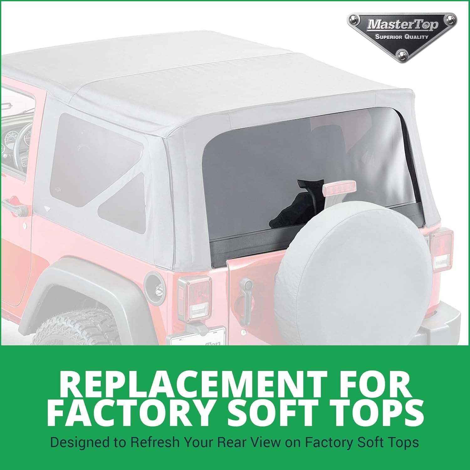 Soft Top Rear Replacement Window – Fits Jeep Wrangler JK 2-Door & 4-Door 2011-20