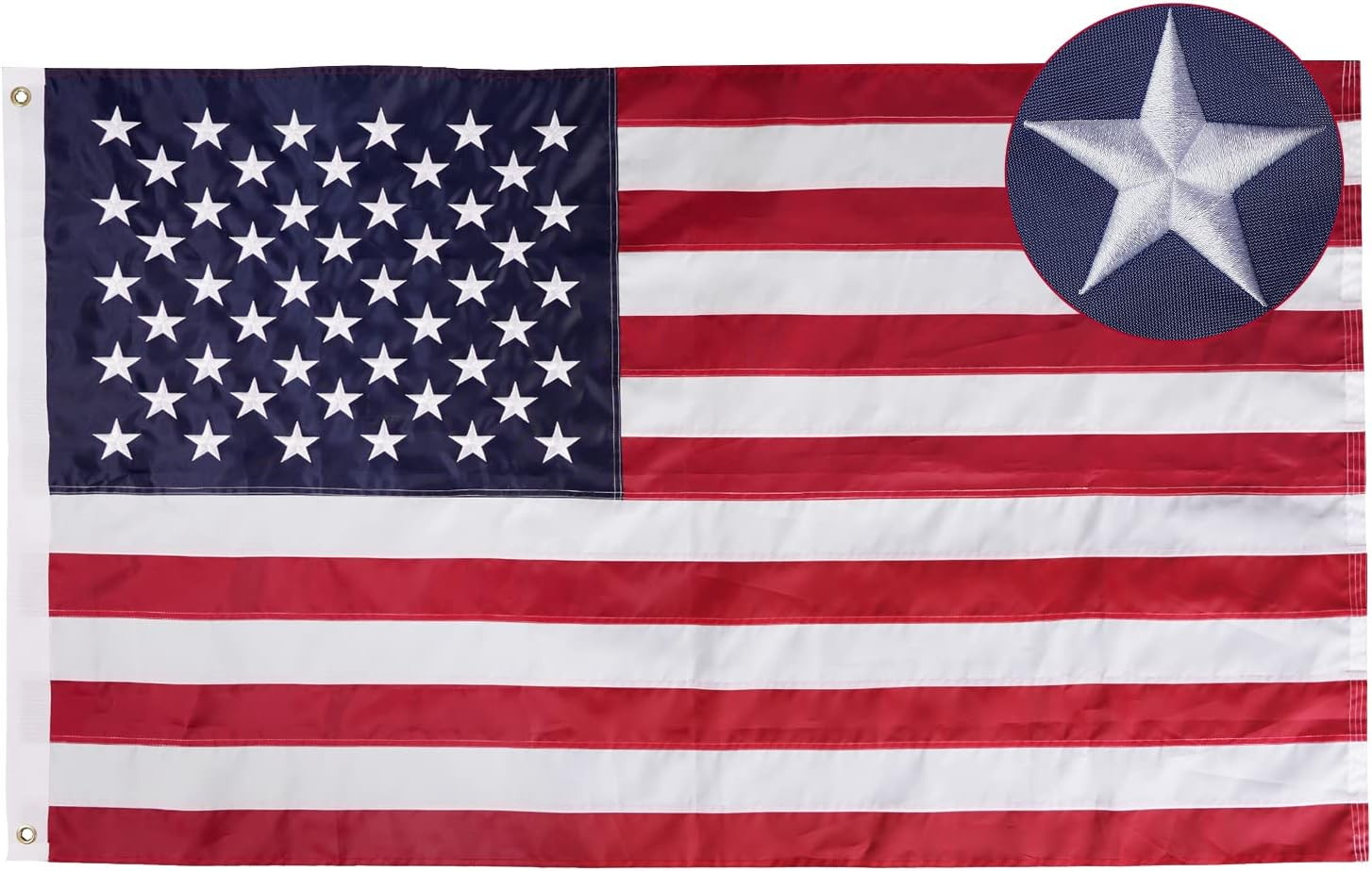 Embroidered American Flag 2X3 Ft Outdoor, Heavy Duty America US USA Flags for Ou