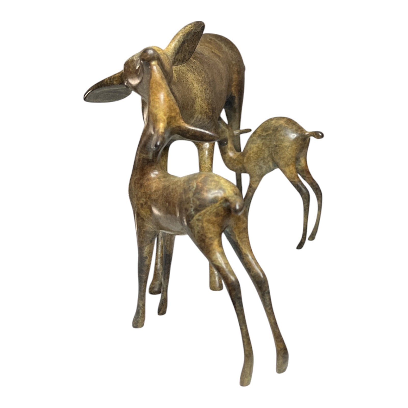 Loet Vanderveen (1921-2015) Bronze Doe & Fawns Model 317-A #119/1000 USA 1996
