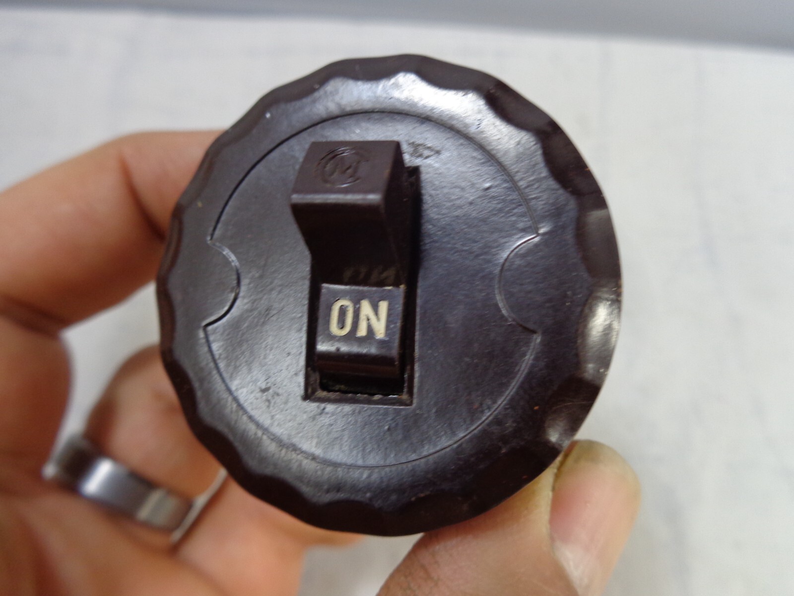Monowatt Toggle Switch UL Bakelite Brown Round Wall Surface Mount Vintage