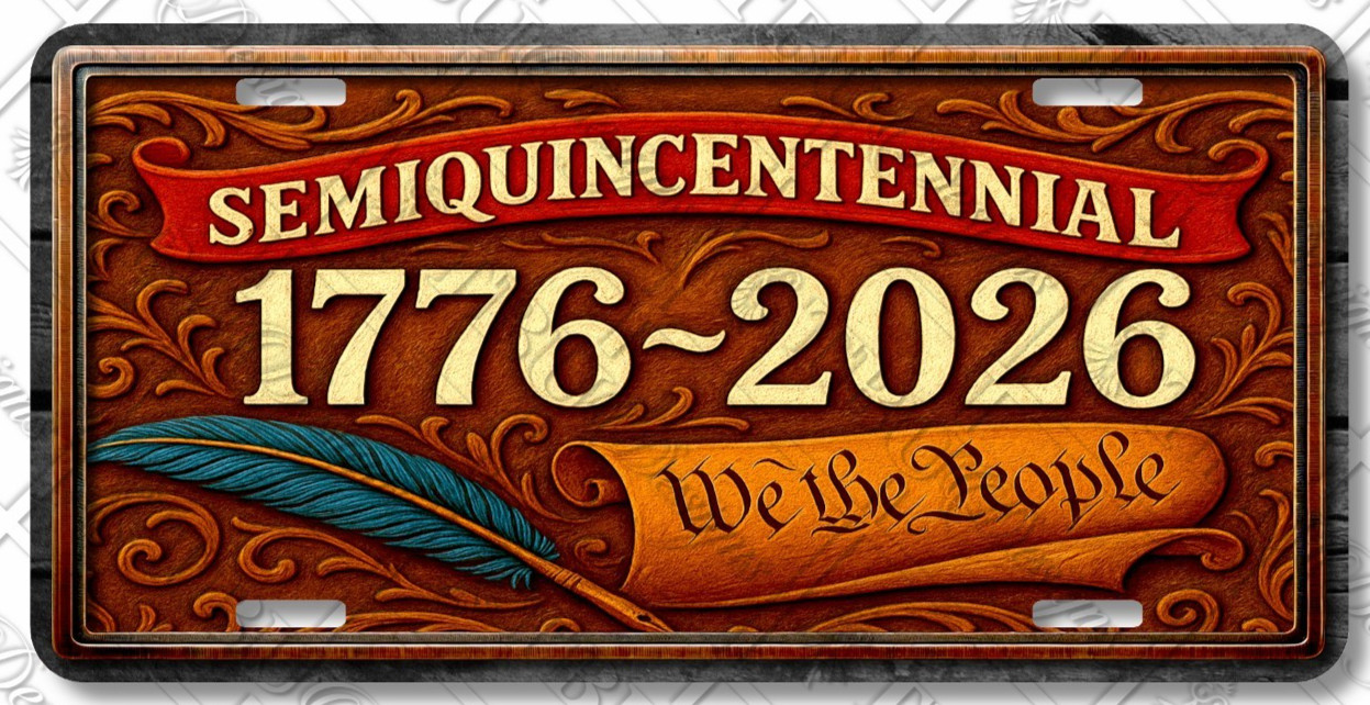 Semiquincentennial 1776–2026 Patriotic Car Tag – We People Tag – LP-PA001
