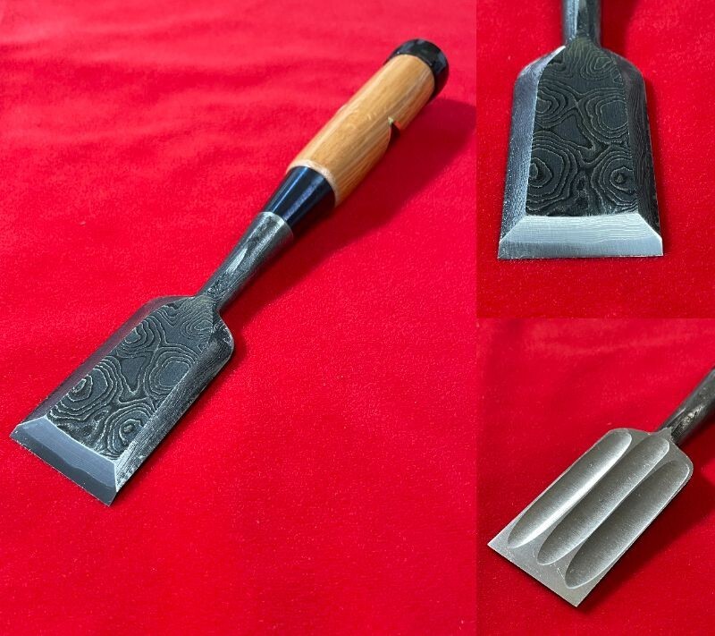 Japanese chisel oire nomi 追入鑿 36㎜ (Mokume) Blue Steel#2 羽生康
