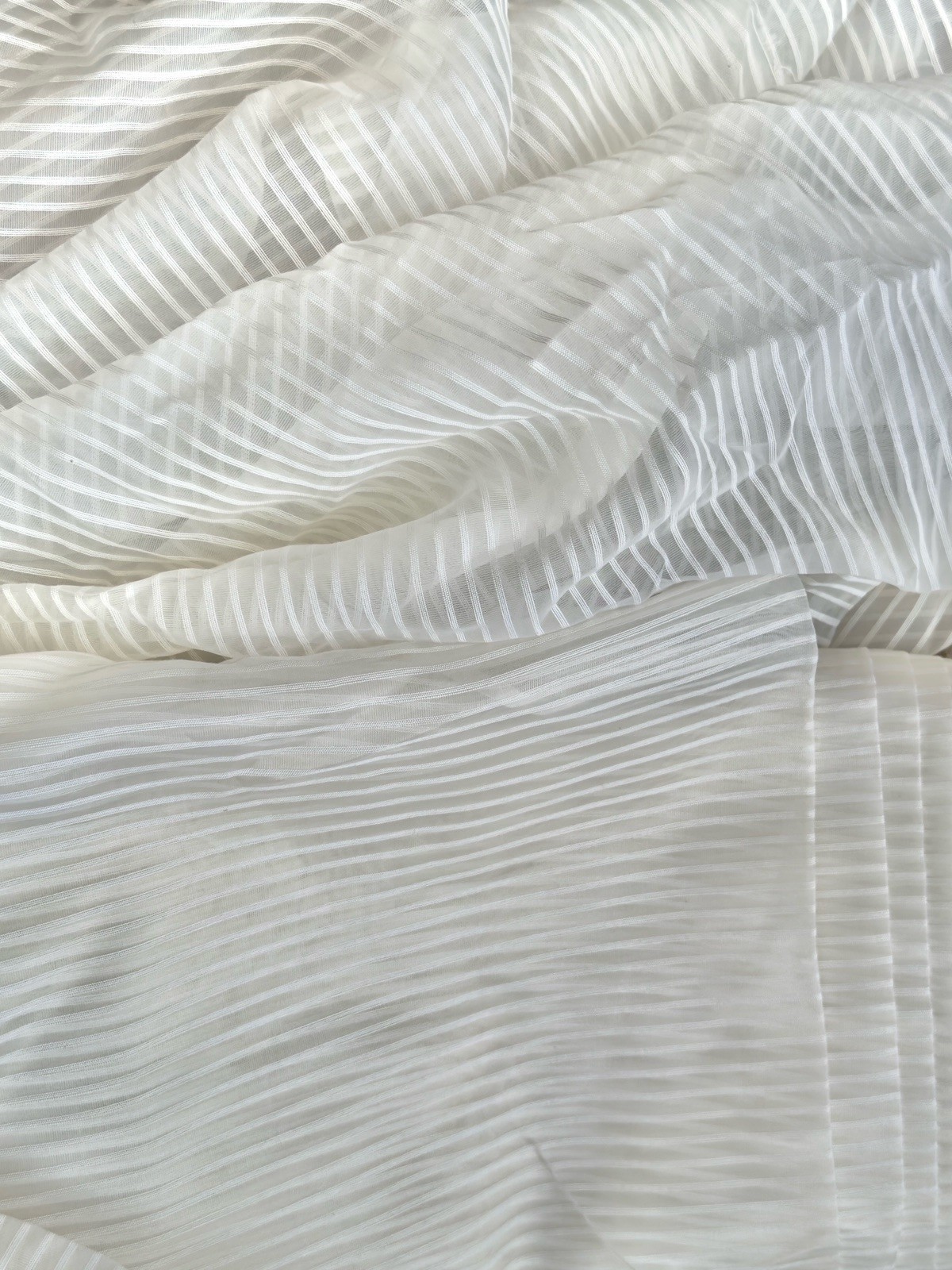 15yd Antique White Embroidered Stitch Fabric Bolt Sheer Bridal Deadstock