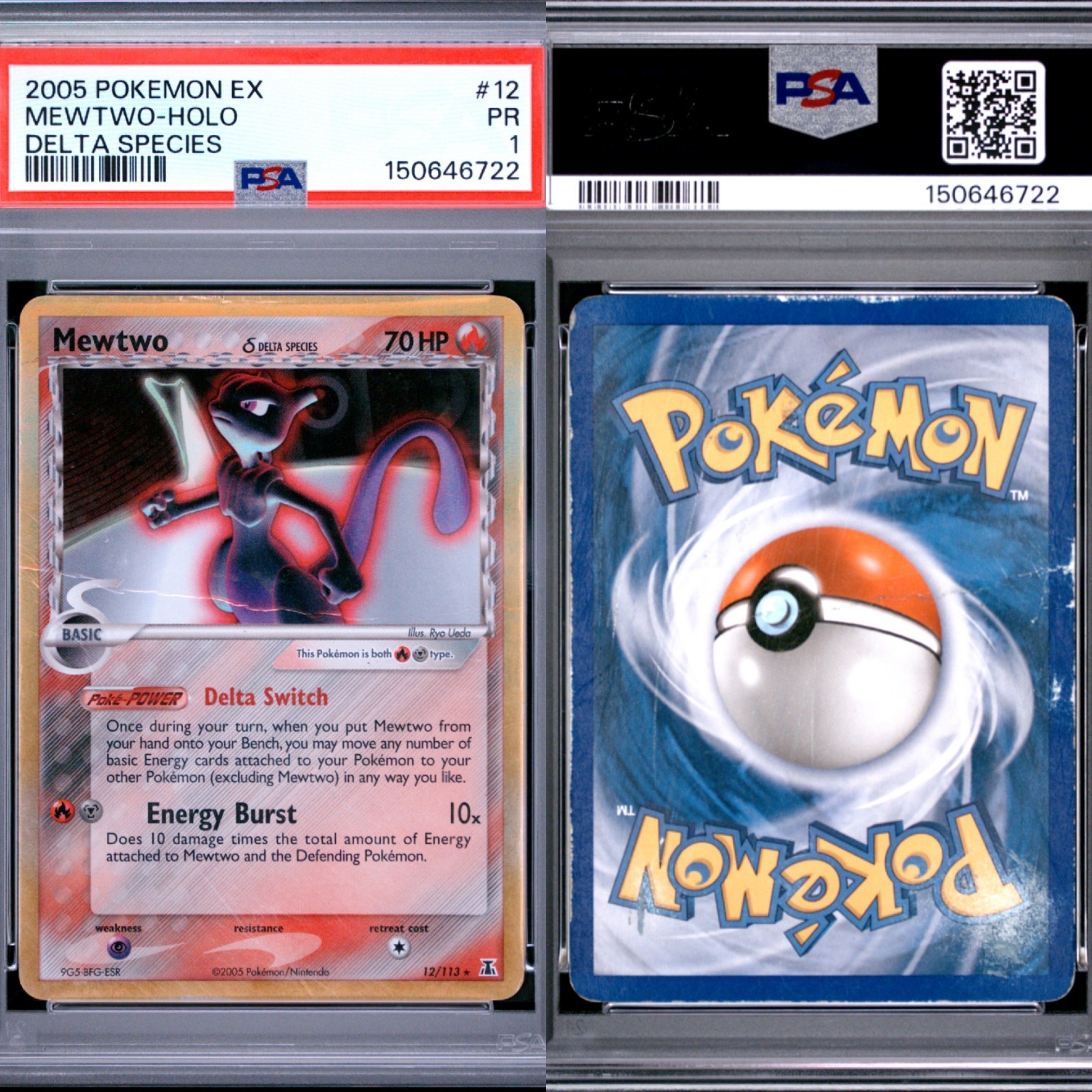 🔥 PSA 1 MEWTWO HOLO RARE | EX DELTA SPECIES 12/113 🔥
