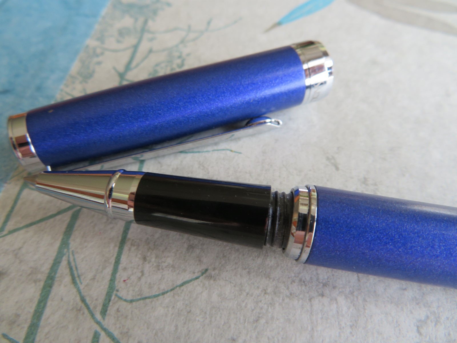 Reflections Fine Writing Instruments Brushed Blue w/Silver trim Rollerball Pen