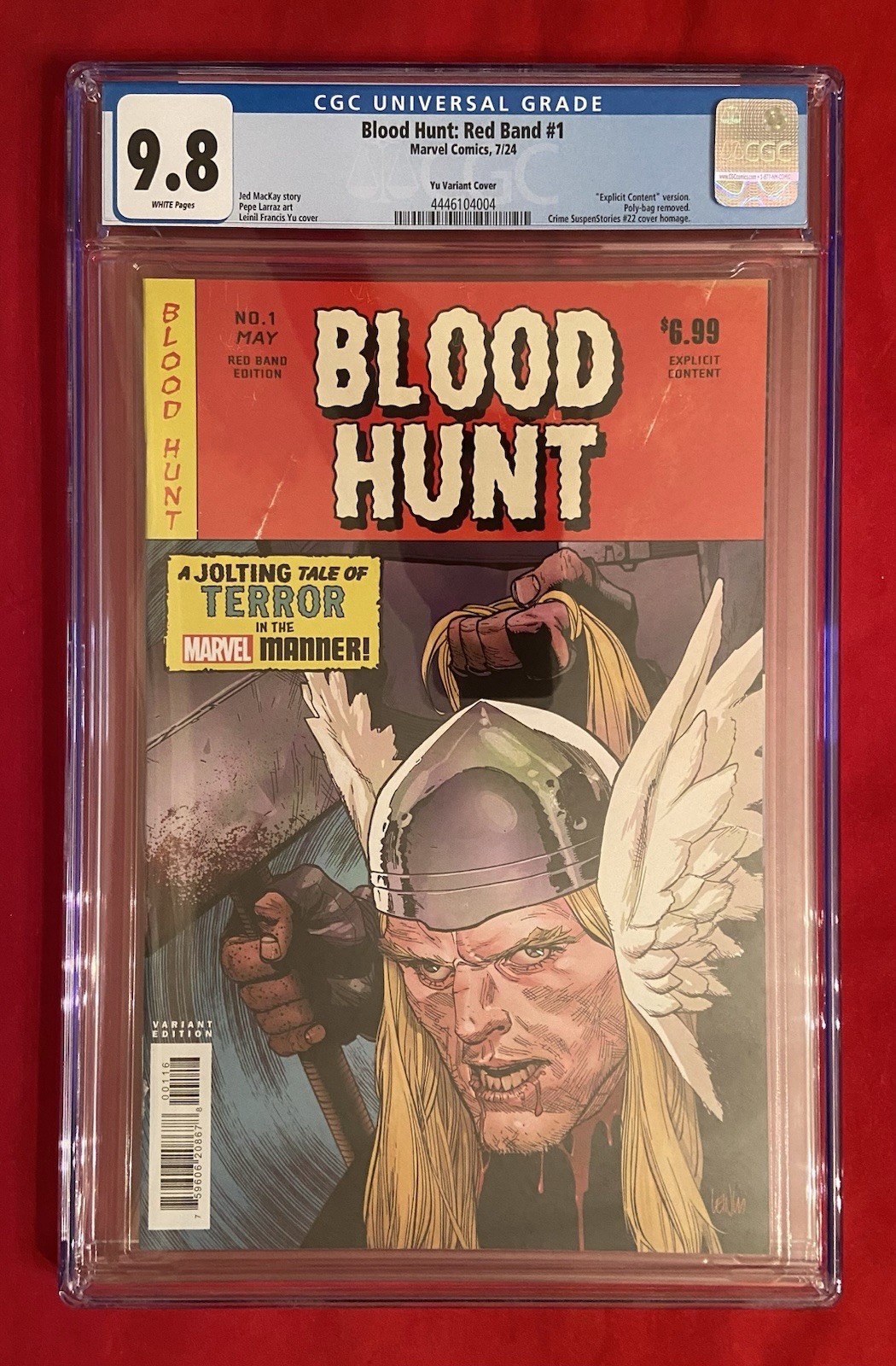 Blood Hunt: Red Band #1 Leinil Francis Yu 1:25 Variant Cover CGC 9.8 Thor Marvel