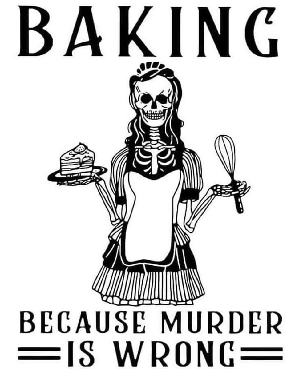 Baking because Murder is wrong funny High Quality Metal Fridge Magnet 3×4 060