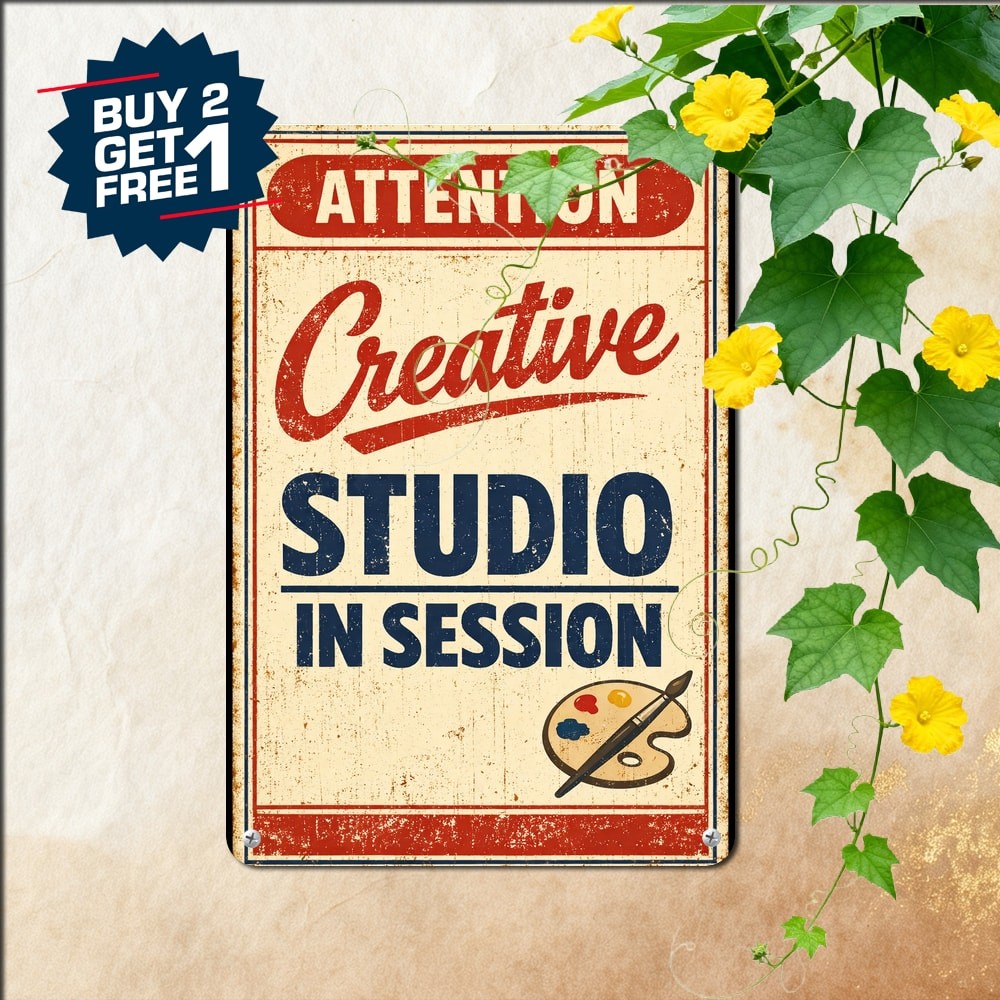 Creative Zone Artist At Work Studio Office Warning Notice Metal Sign 8×12
