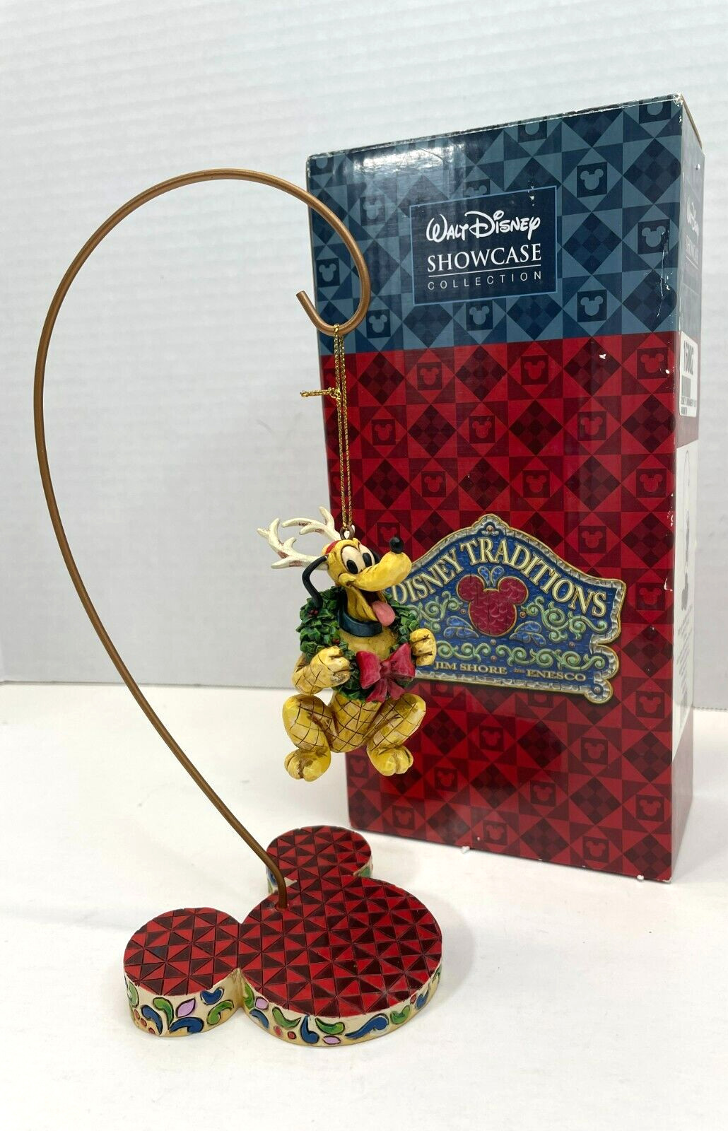 Walt Disney Jim Shore Enesco Pluto as Reindeer W/Stand Ornament