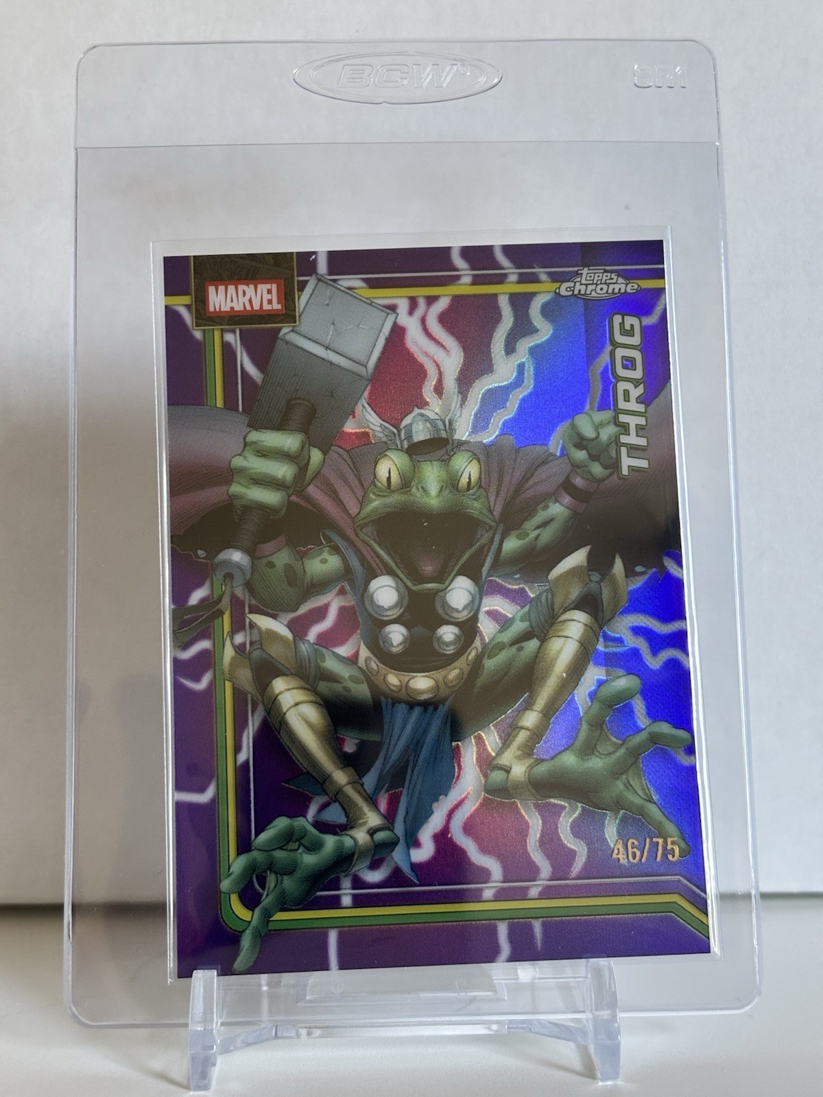 2026 TOPPS CHROME MARVEL THROG STORM’S PURPLE LIGHTNING REFRACTOR /75