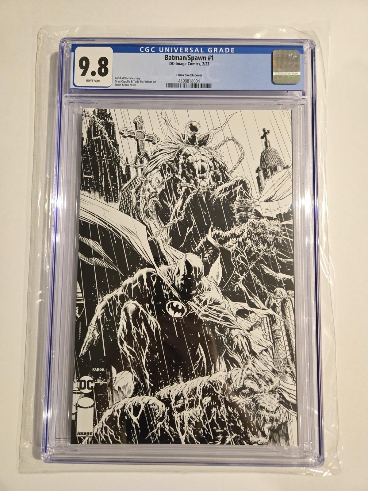DC Comics Batman/Spawn #1 Jason Fabok Sketch B&W Variant CGC 9.8 WP