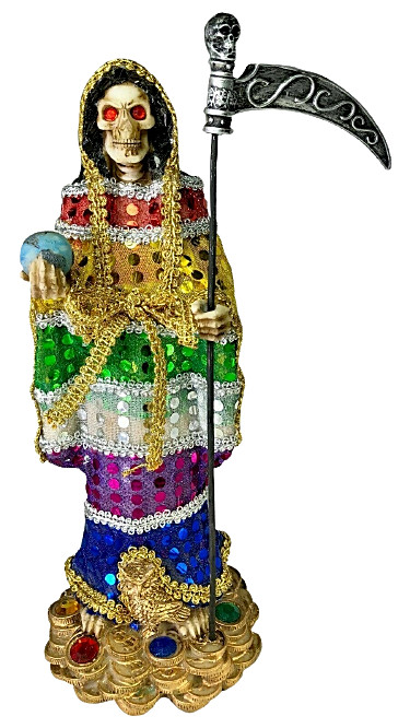 Santa Muerte 7 Potencias Color 13″ Statue Holy Death Grim Reaper Skull