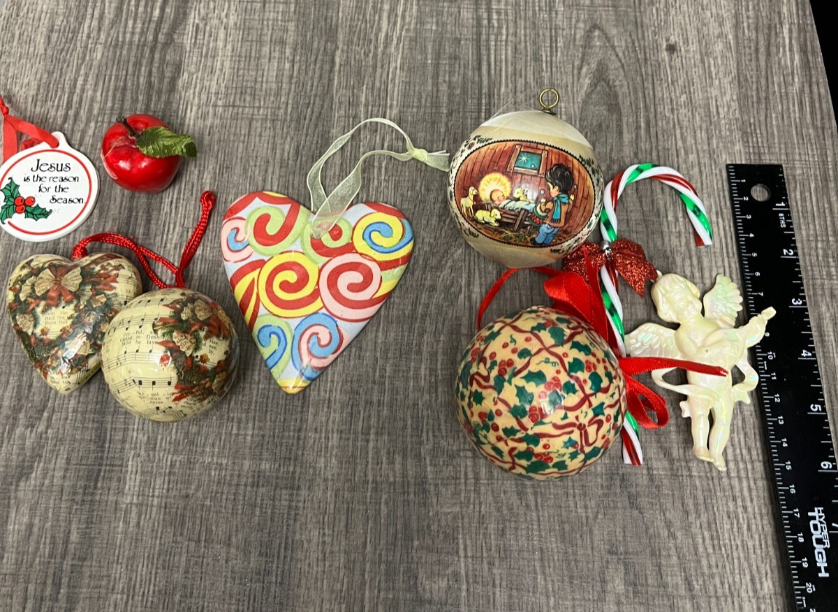 Vintage Christmas Ornaments/Figures- Various Materials and Time Periods Lot of 9
