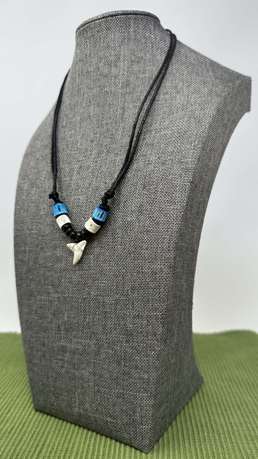 Real Shark Tooth Necklace Adjustable Surfer Beach Necklace Black Cord Unisex